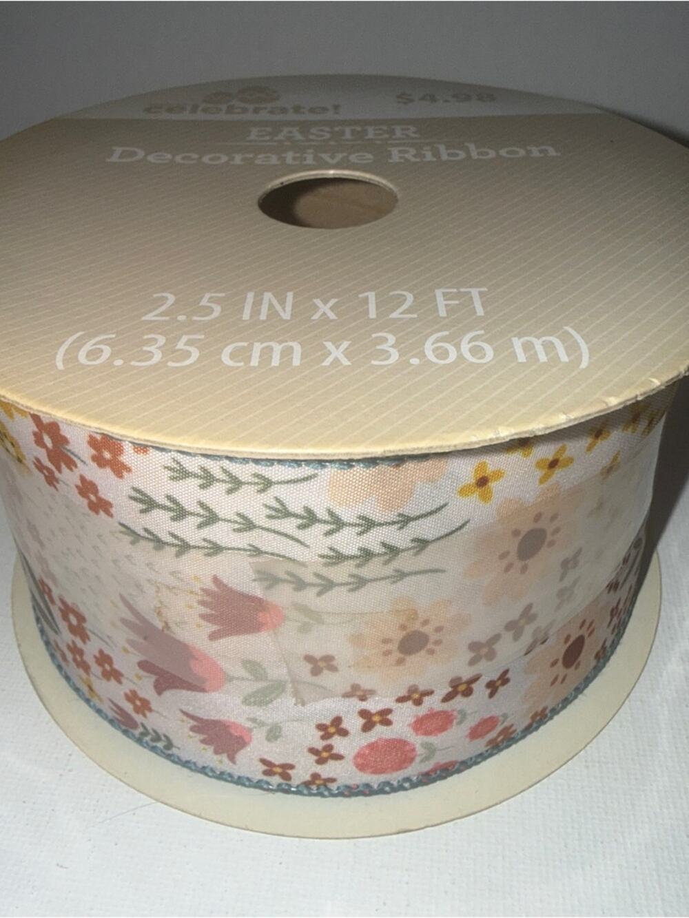 Easter Decorative Floral Ribbon – Cream and Pastel Floral Print